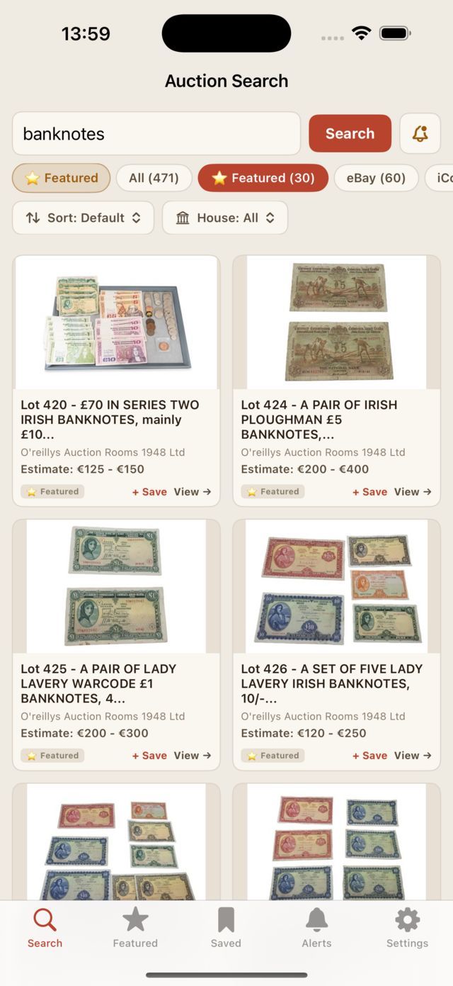 Search results for 'banknotes' across eBay, the-saleroom, Invaluable and more